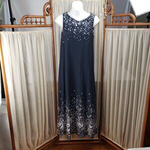 Pure Jill XS Petite Blue Maxi Dress Womens Confetti Paint Abstract Navy J Jill